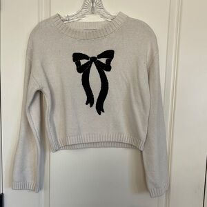 Sincerely Jules Cream Sweater with Black Bow